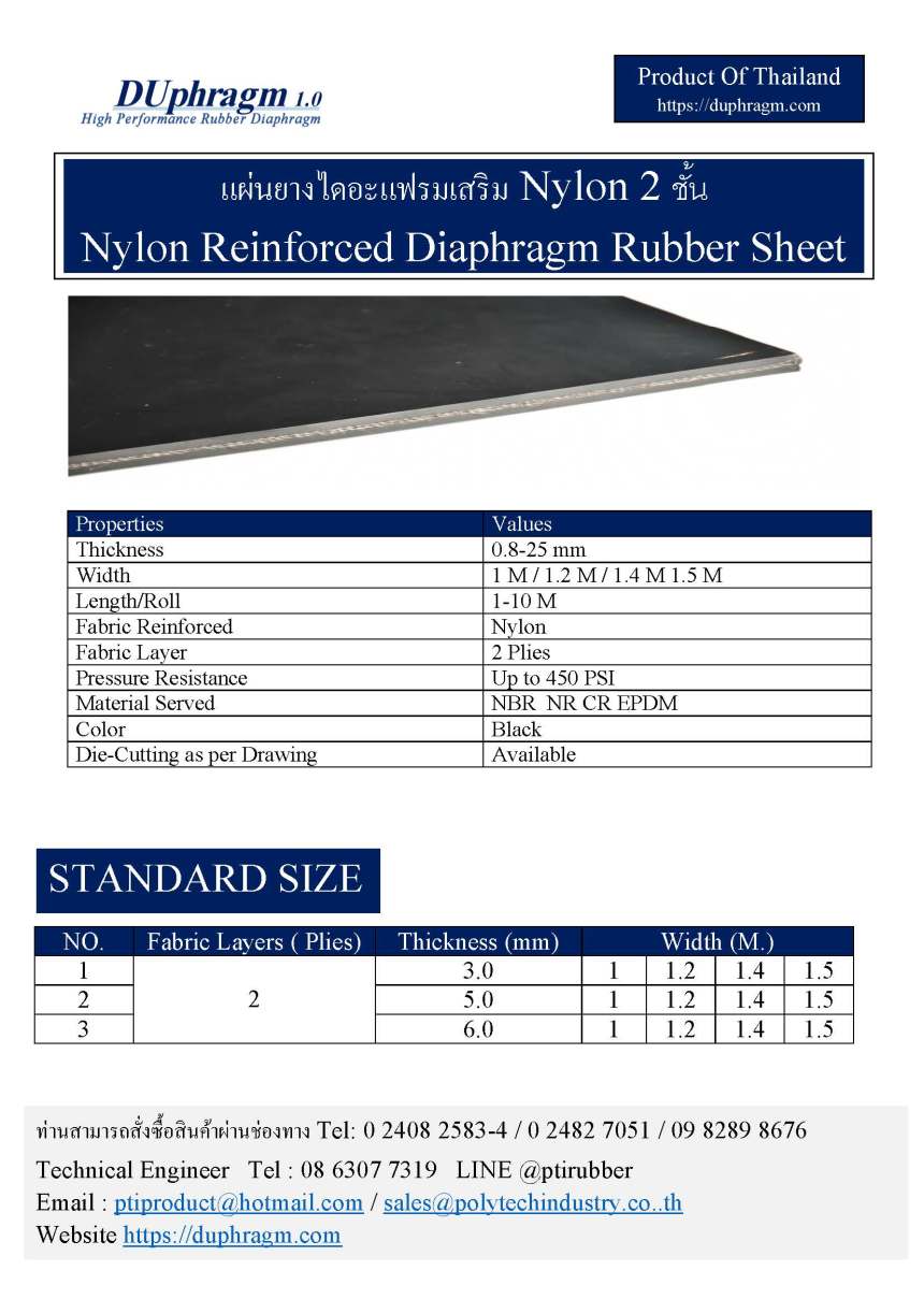 แผ่นยางเสริมNylon 2 ชั้น. ทนแรงดัน 450 psi