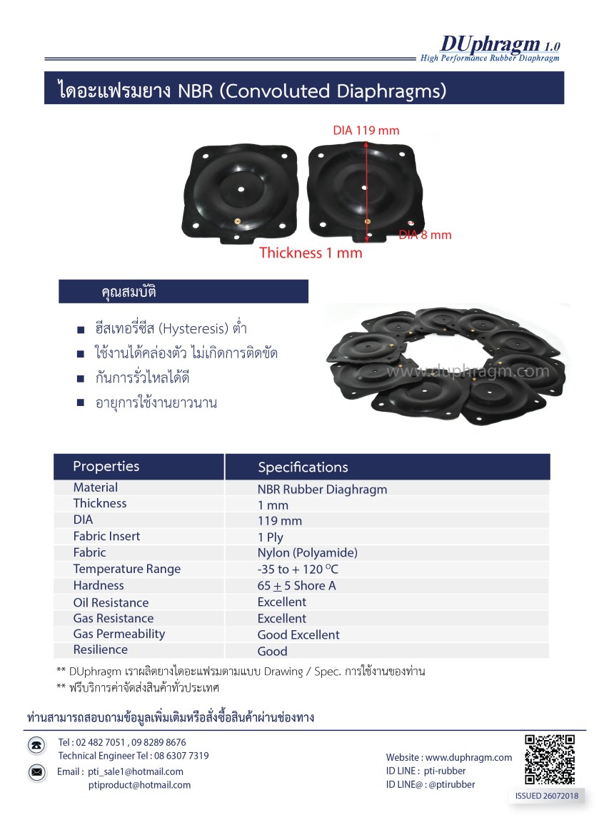 ไดอะแฟรมยางNBR (Convoluted Diaphragms